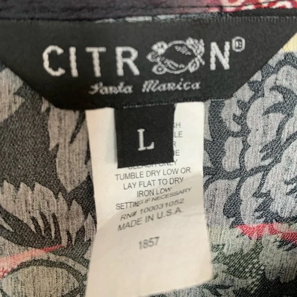 Citron 100% Silk Blouse Top Women’s Size Large Patchwork Asian Floral Arsty - Picture 3 of 8